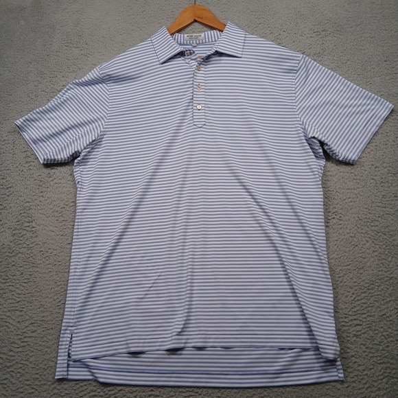 Peter Millar Summer Comfort Polo Men's XL Blue White Stripe Performance - Picture 2 of 8